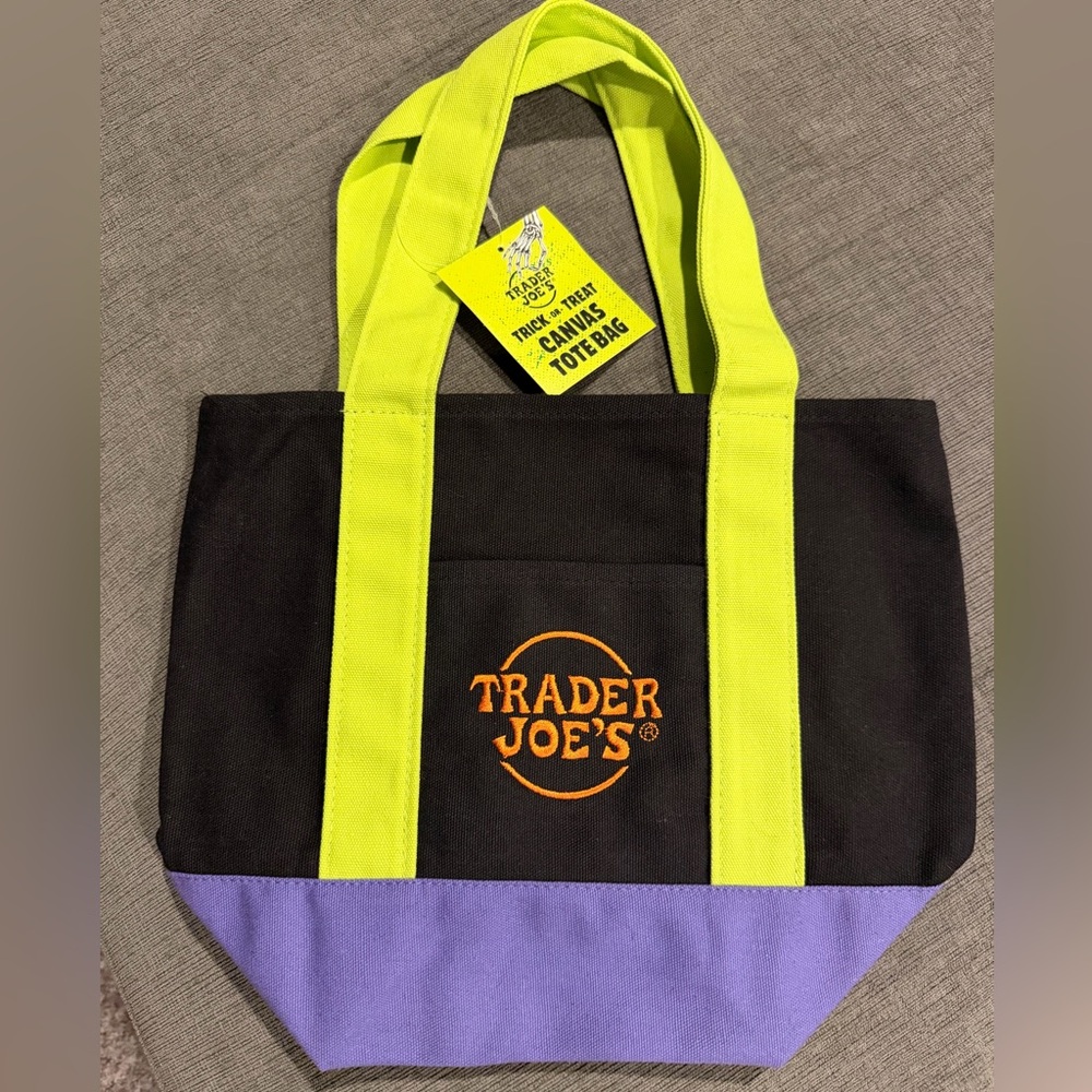 Trader Joe's Black and Purple Mini Tote Bag
